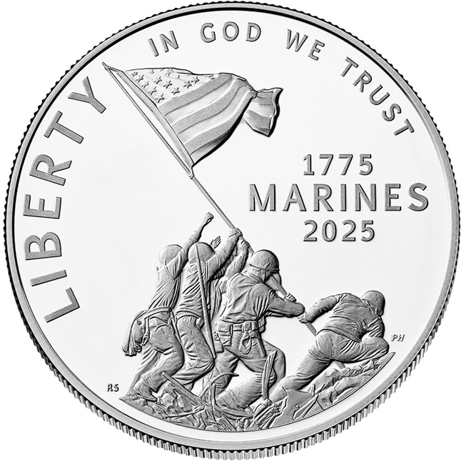 Námořní pěchota USA 2025 - 250. výročí založení, stříbrná mince v etuji, 26 g