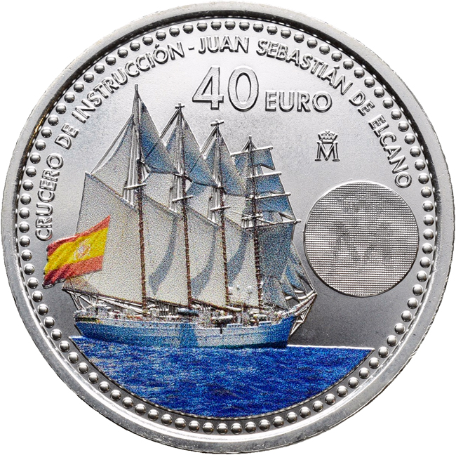 Plachetnice Juan Sebastian Elcano 2025, stříbrná mince v blistru, 18 g
