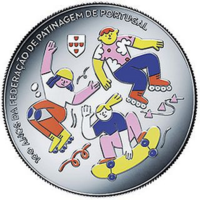 Portugalské federace kolečkových sportů a bruslení 2024 - 100. výročí, stříbrná mince v etuji