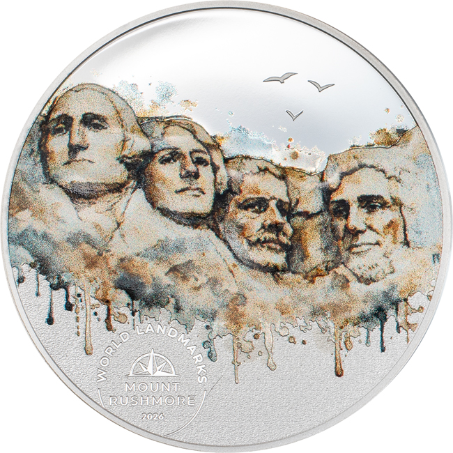 Mount Rushmore 2026, stříbrná mince v etuji, 15 g