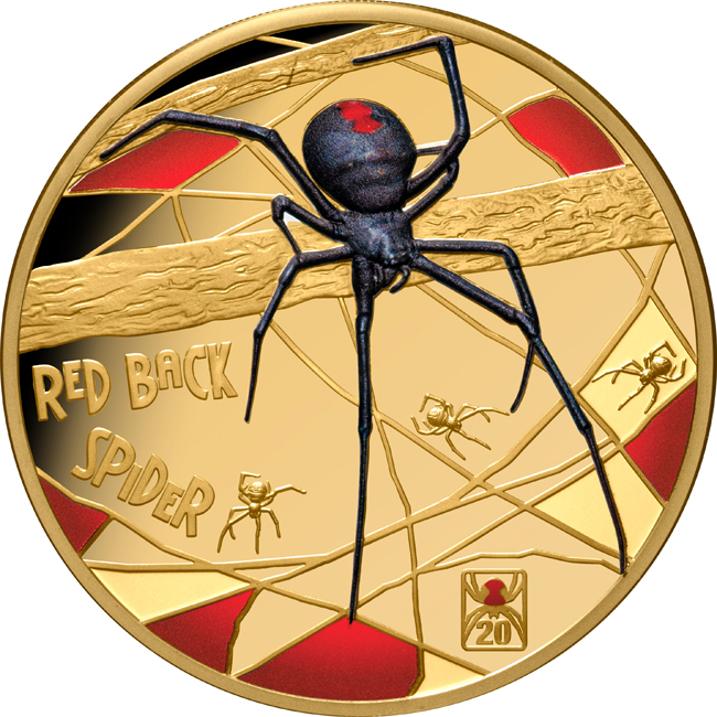Snovačka jedovatá (Redback spider) 2026, zlatá mince v etuji, 1 oz