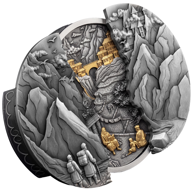 Shangri-La - legendární údolí štěstí v Tibetu, stříbrná mince v etuji, 5 oz