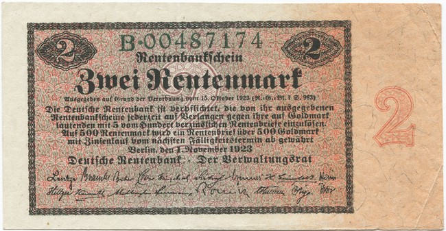 2 Rentenmark 1923