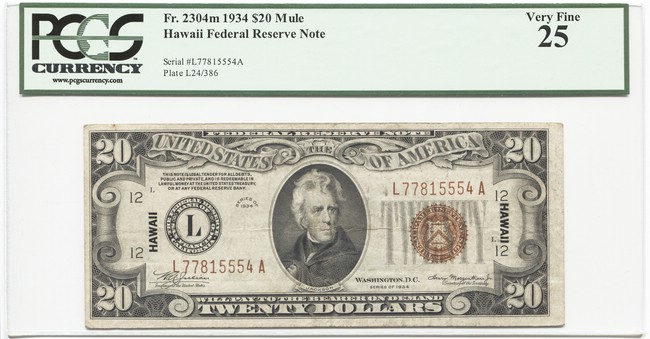 20 Dollars 1934 (Jackson) Hawaii Note