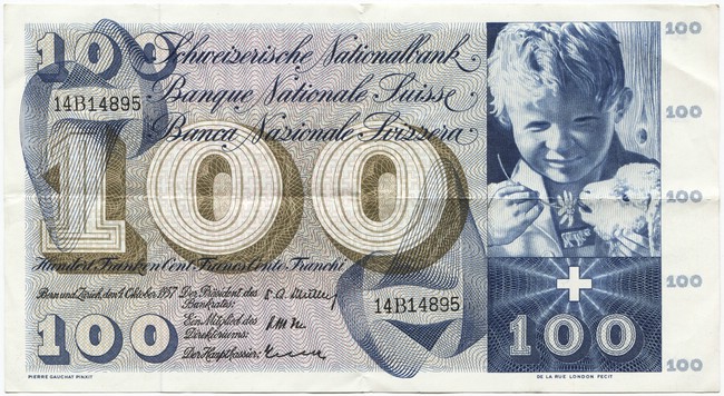 100 Franken 1957 (Bubenportrait)