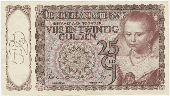 25 Gulden 1943 (Mädchenportrait nach Moreelse)