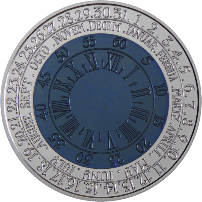 Mince času I, 2004, stříbro/niobová mince v etuji, 17 g