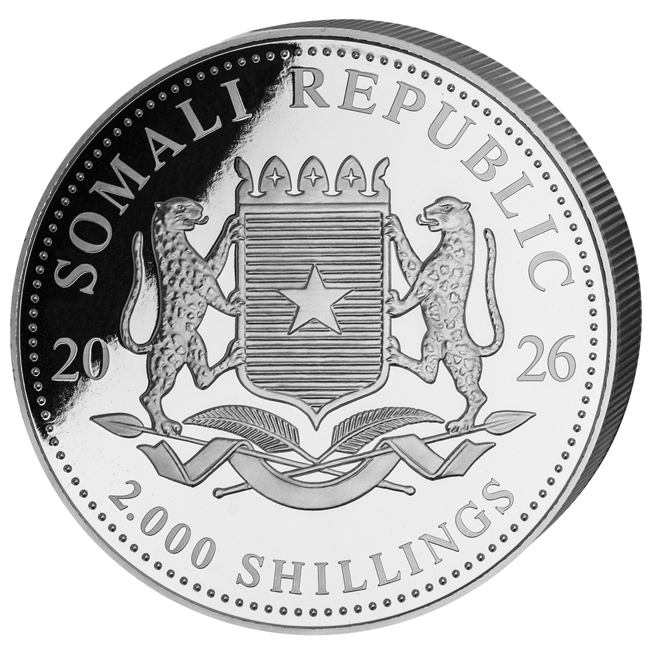 Africká divočina: Slon 2026, stříbrná mince v etuji, 1000 g