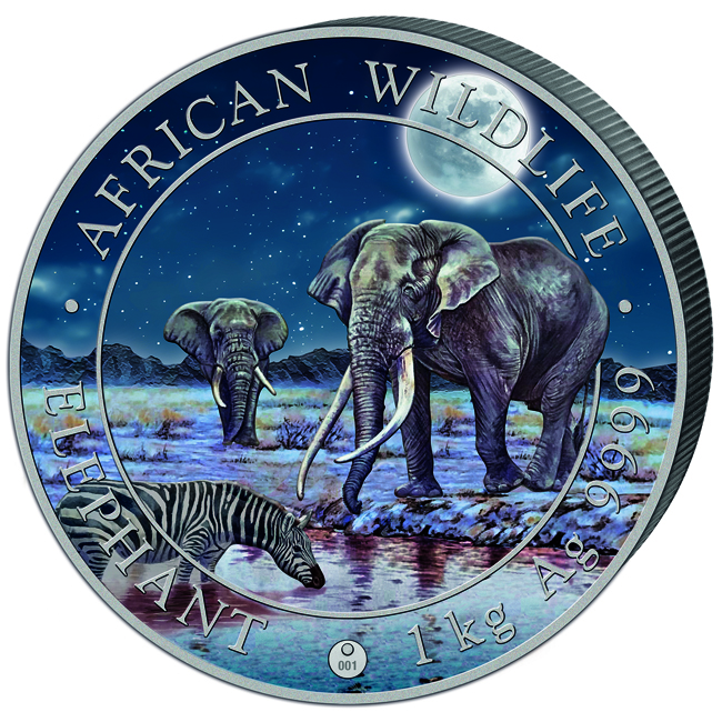 Africká divočina: Slon 2026, stříbrná mince v etuji, 1000 g