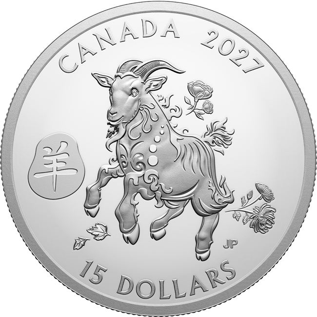 Lunární koza 2027 - Kanada, stříbrná mince v etuji, 1 oz