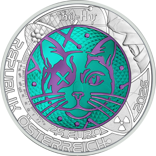 Kvantová fyzika 2026, mince stříbro/niob v etuji