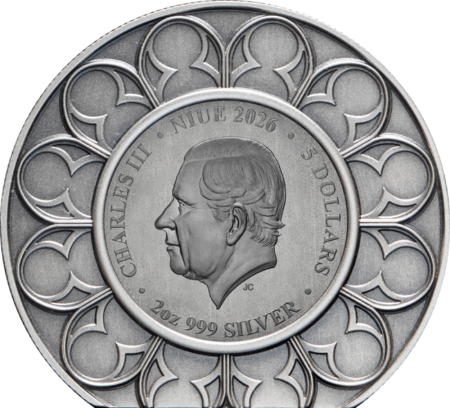 Britská státní koruna 2026, stříbrná mince v etuji, 2 oz