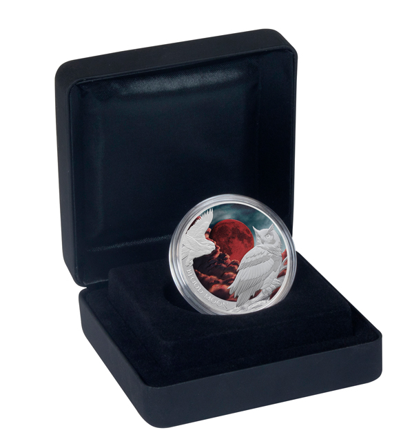 Krvavý měsíc 2026, stříbrná mince v etuji, 1 oz