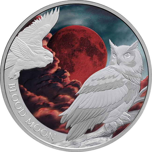 Krvavý měsíc 2026, stříbrná mince v etuji, 1 oz