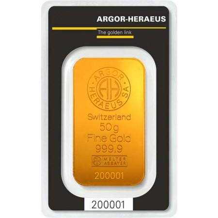 Zlatý zliatok Argor Heraeus 50&nbsp;g