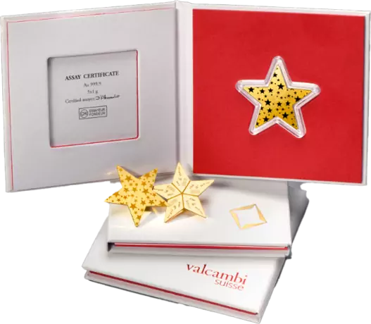 Zlatý zliatok CombiBar 5x1&nbsp;g - Valcambi trblietavé hviezdy