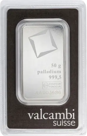 Palladiový slitek Valcambi 50&nbsp;g