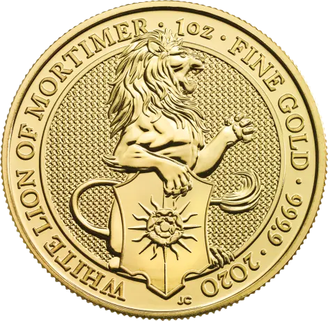 Zlatá minca Královnina zvieratá - Bílý lev 2020, 1&nbsp;oz