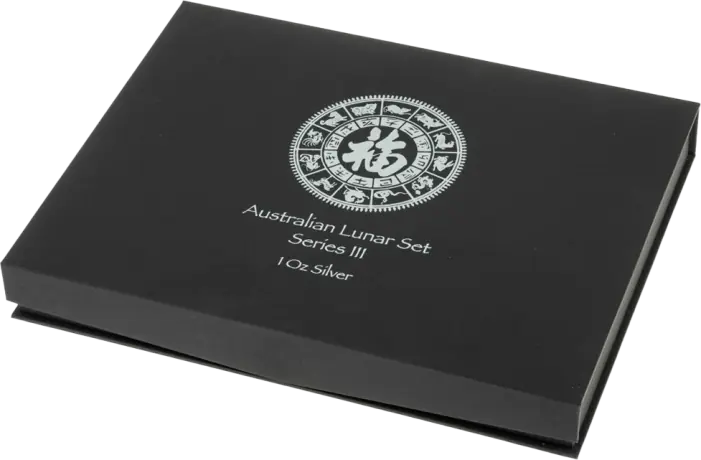 Etuje na 12&nbsp;stříbrných lunárních mincí série III