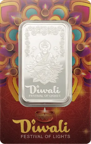 Strieborný zliatok Diwali Lakshmi a Rangoli - Festival světel, 1&nbsp;oz