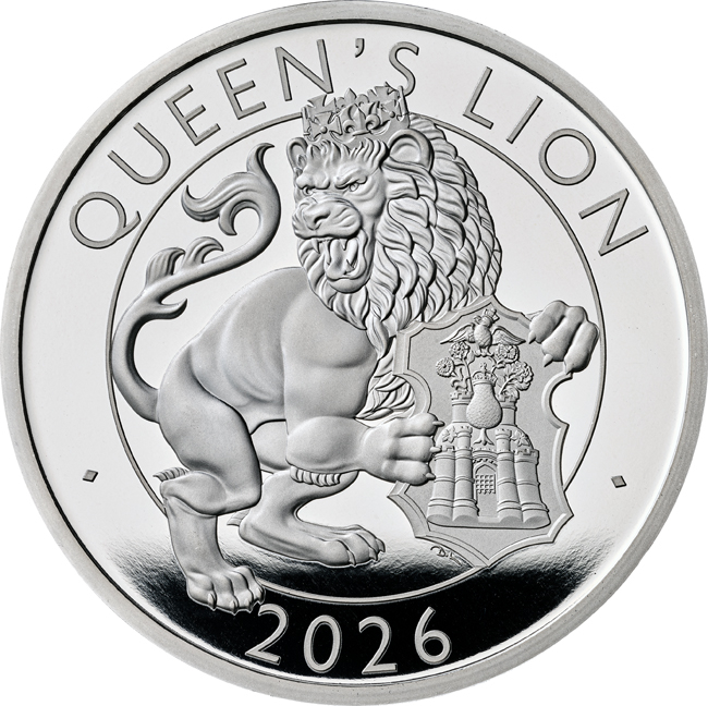 Tudororovská zvířata - Lev 2026, 1 oz stříbra v etuji