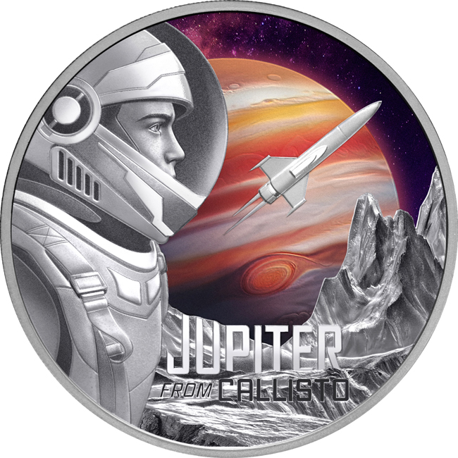 Pohled na planetu Jupiter z Callista 2026, 1 oz stříbra v etuji
