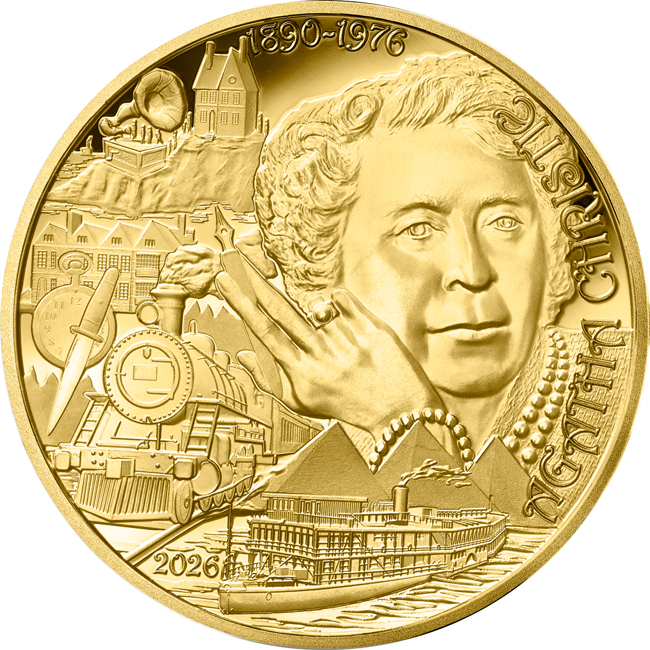Agatha Christie 2026, zlatá mince v etuji, 1/4 oz