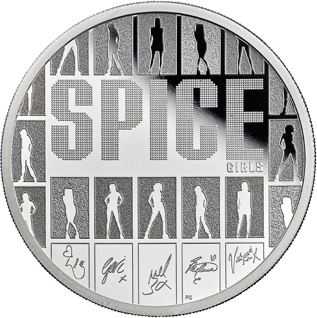Hudební legendy: Spice Girls 2026, stříbrná mince v etuji, 2 oz