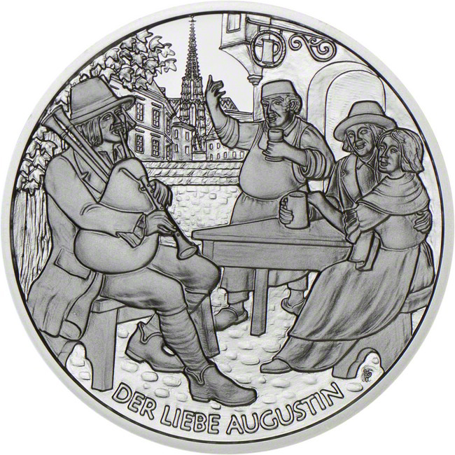 Báje a legendy z Rakouska: Milý Augustin - píseň 2011, stříbrná mince etuji