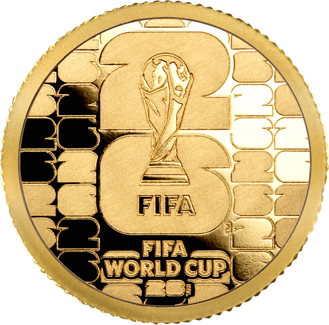 Fotbal - FIFA World Cup 2026, zlatá mince v blistru