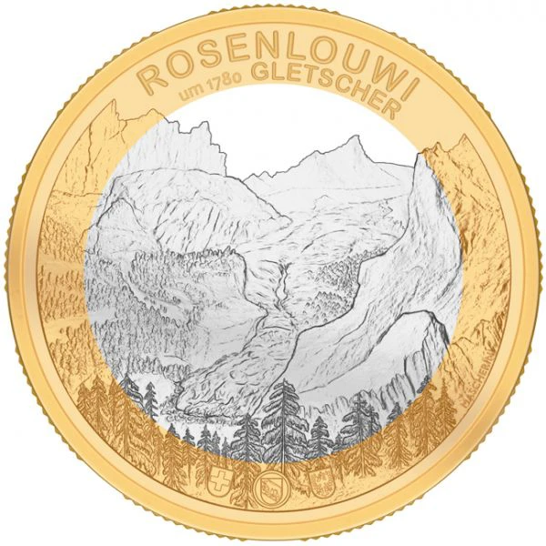Švýcarské ledovce: Ledovec Rosenlaui 2023 (PP), CuNi mince 15 g