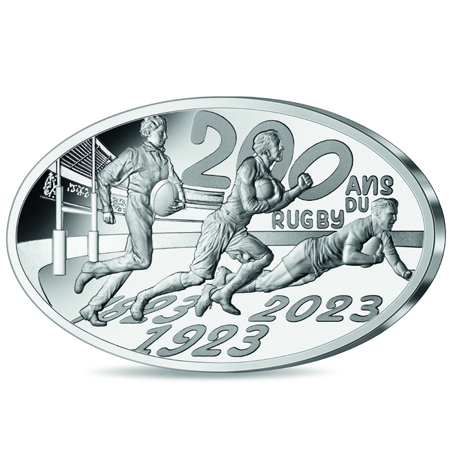 Ragby 2023, 200. výročí, stříbrná mince ve etuji, 14 g