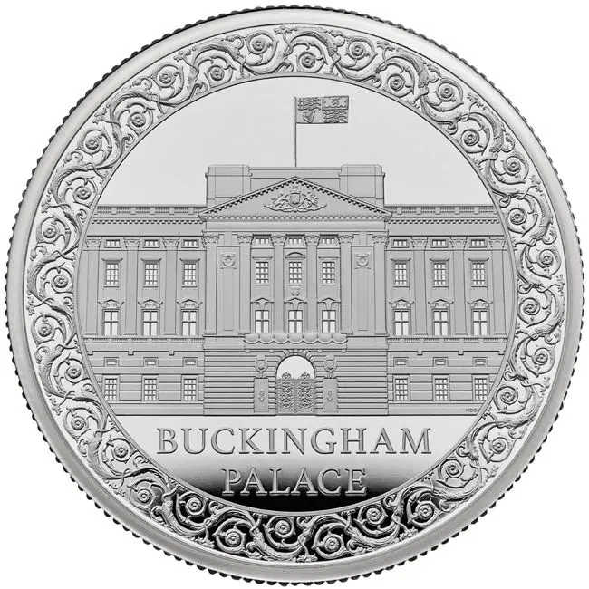 Buckinghamský palác 2024, stříbrná mince v etuji, 28 g