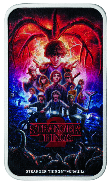 Stranger Things 2026 - 2. série, stříbrná obdélníková mince v etuji