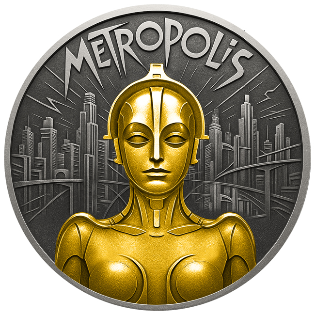 Metropolis, stříbrná mince v etuji