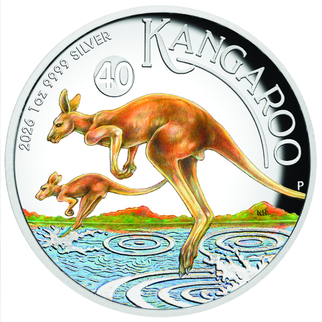 Australský klokan 2026 - v barvě, 1 oz stříbra v etuji
