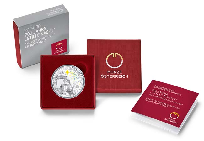 Tichá noc - 200. výročí vánoční koledy, stříbrná mince v etuji, 22 g