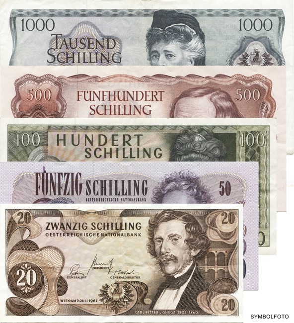 1670 Schilling (Set aus 5 Werten -gebraucht-)