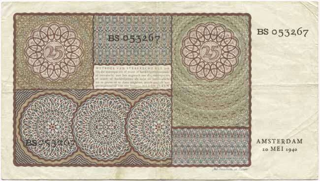 25 Gulden 1940 (Mädchenportrait nach Moreelse)