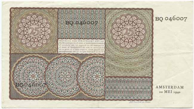 25 Gulden 1940 (Mädchenportrait nach Moreelse)