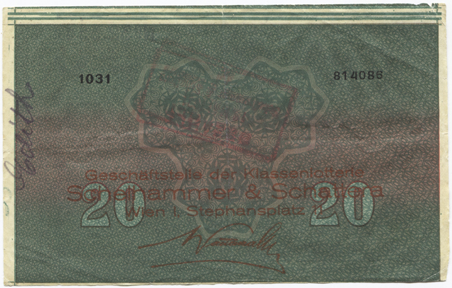 1/8 Los zu 6 Schilling 1931 (Lotterielos auf Donaustaat-Note)